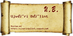 Ujvári Bálint névjegykártya